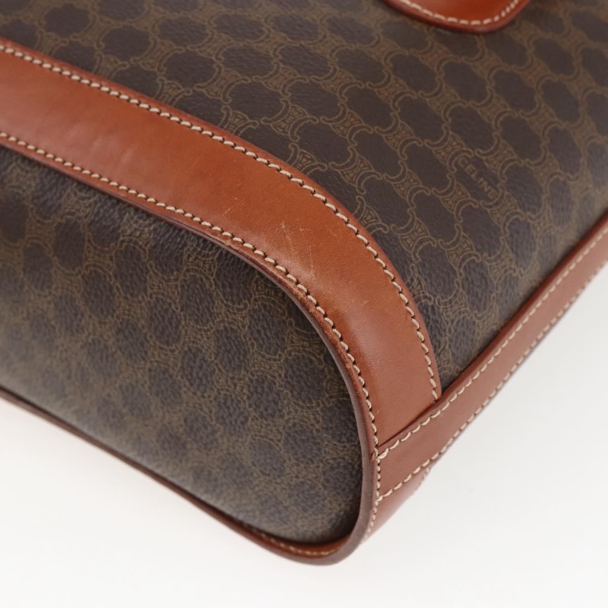 Celine Vintage Macadam Canvas And Leather Brown Canvas Handbag (Pre-Owned)