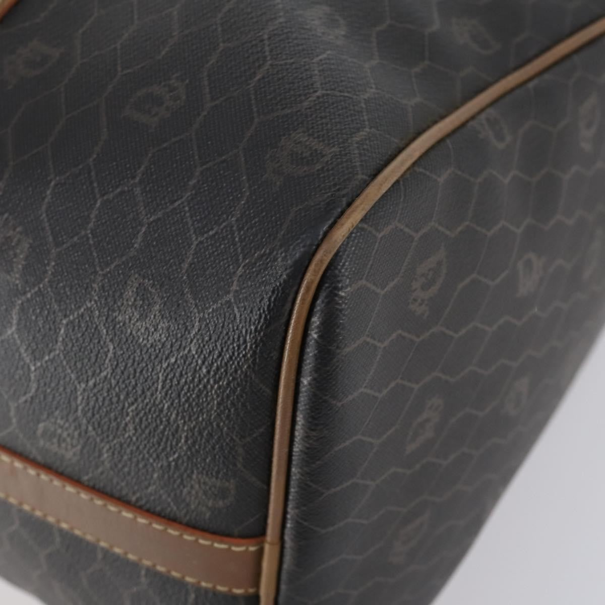 Christian Dior Vintage Honeycomb Boston Canvas And Leather Black Canvas Travel Bag Bag (Pre-Owned)