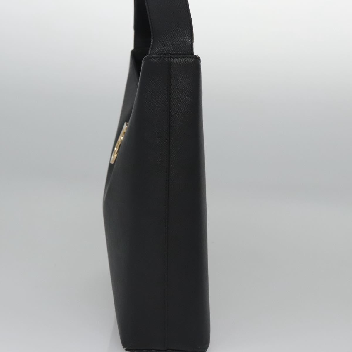 Salvatore Ferragamo Gancio Flap Hobo Leather Black Leather Shoulder Bag Bag (Pre-Owned)