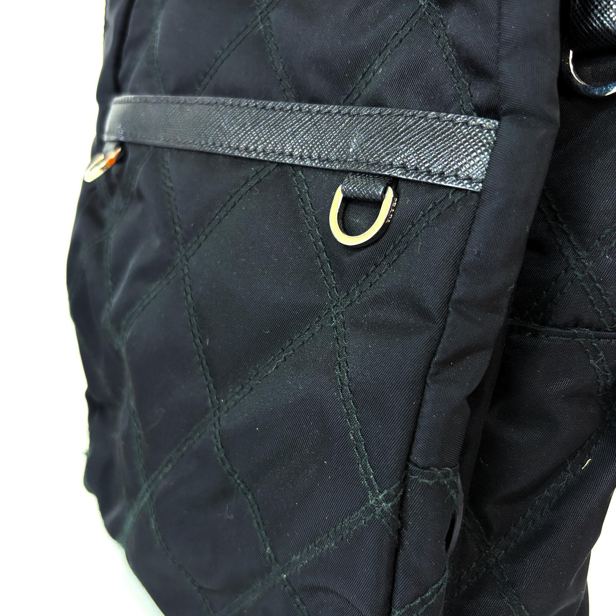 Prada Zip Sling Re-Nylon Black Nylon Backpack Bag (Pre-Owned)