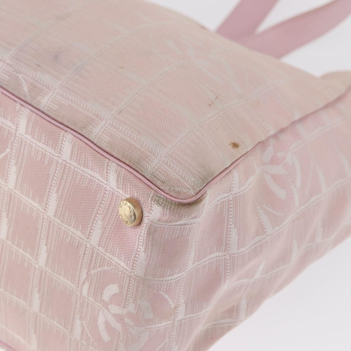 Chanel Travel Line Tote Nylon Pink Nylon Tote Bag Bag (Pre-Owned)