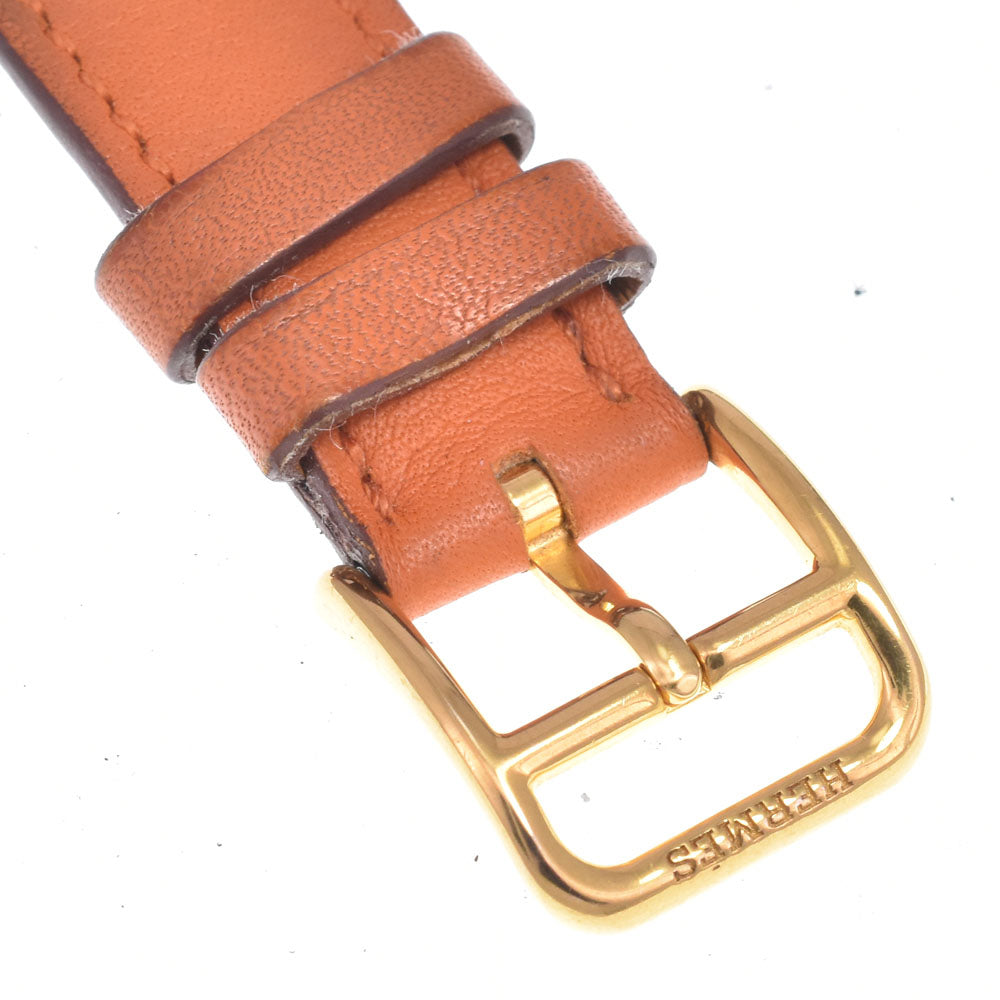 Hermes Heure H Quartz Plated Metal And Leather Watch (Pre-Owned)