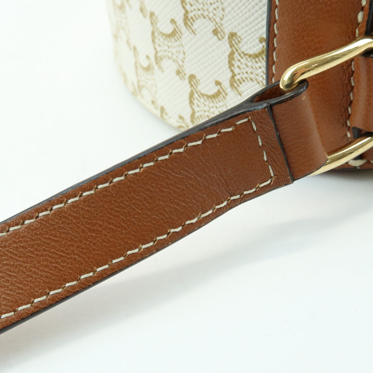 Celine Round Purse On Strap Triomphe Coated Canvas Beige Canvas Crossbody Bag Bag (Pre-Owned)