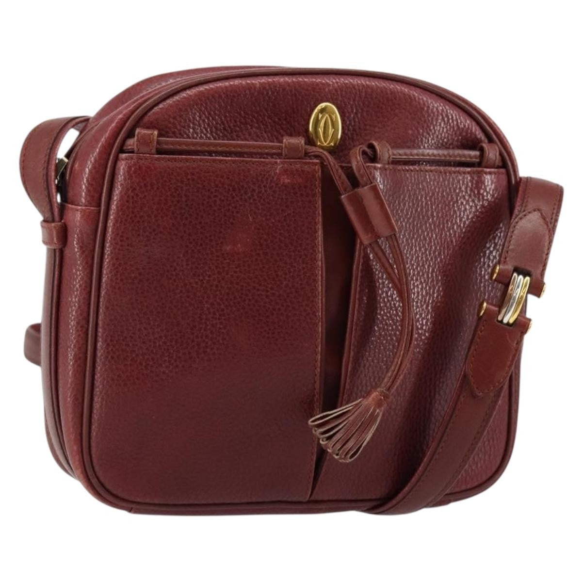 Cartier Tasseled Must De Cartier Leather Burgundy Leather Shoulder Bag Bag (Pre-Owned)