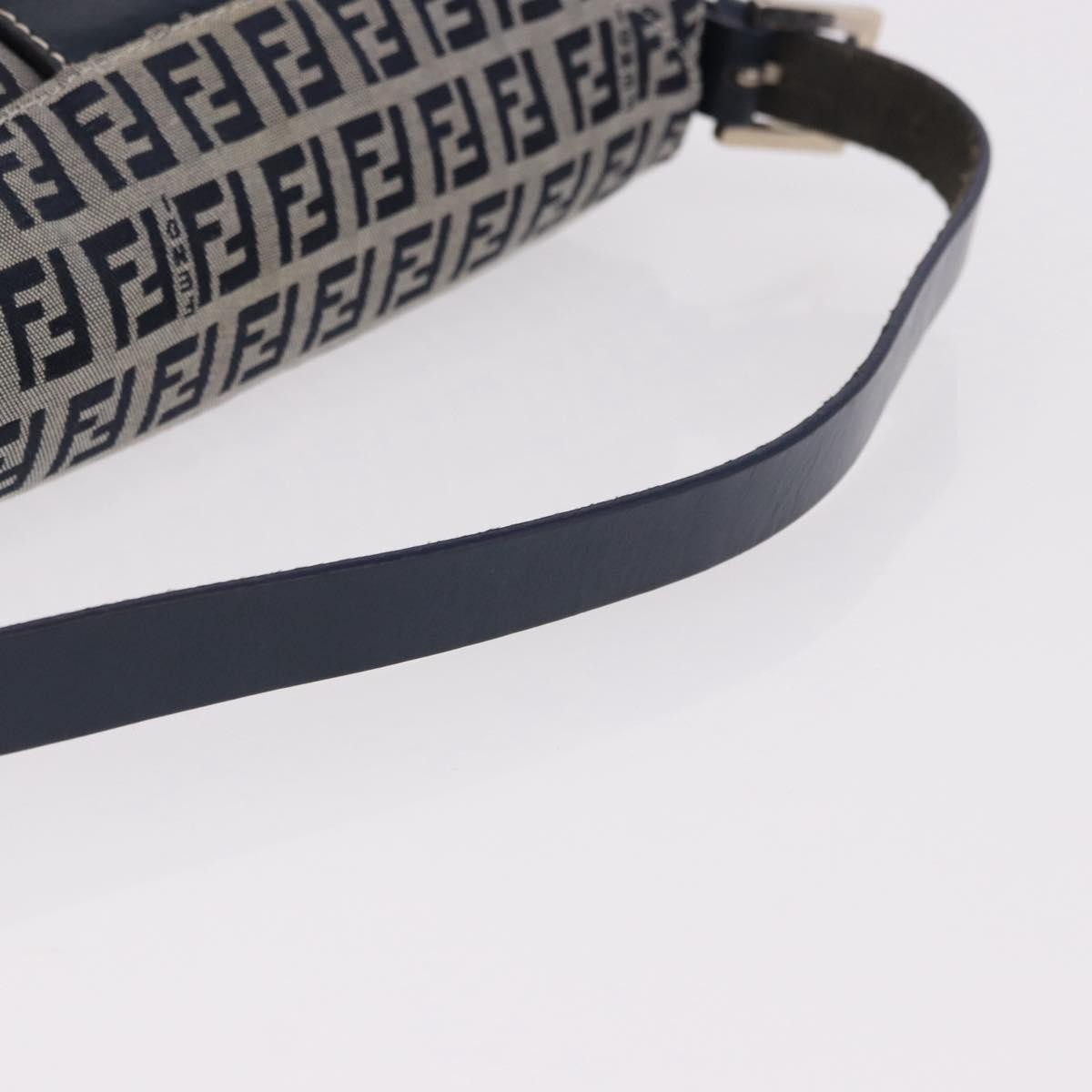Fendi Baguette Zucchino Canvas Navy Canvas Handbag (Pre-Owned)