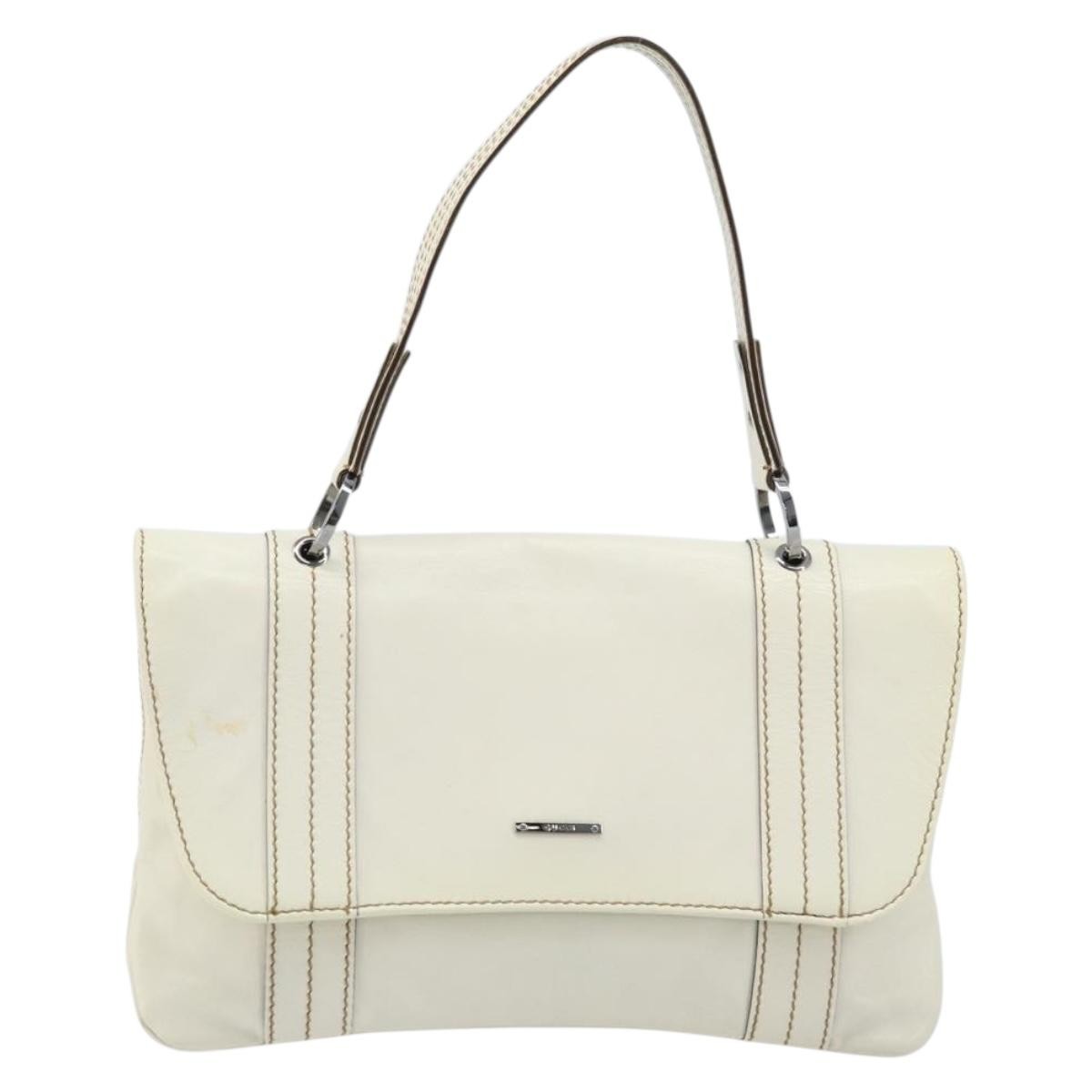 Gucci Vintage Leather White Leather Handbag (Pre-Owned)
