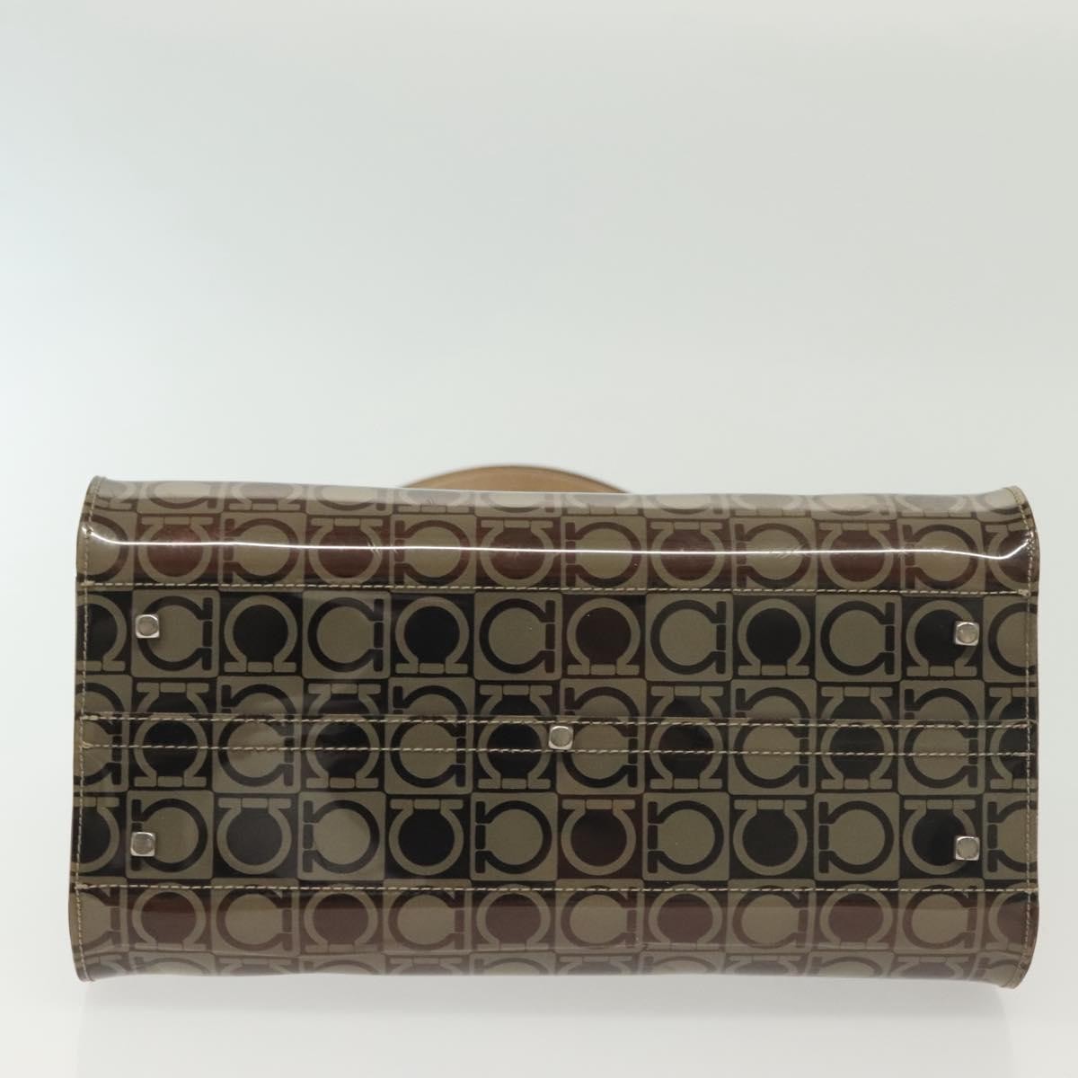Salvatore Ferragamo Gancini Tote Vinyl Brown Plastic Tote Bag Bag (Pre-Owned)