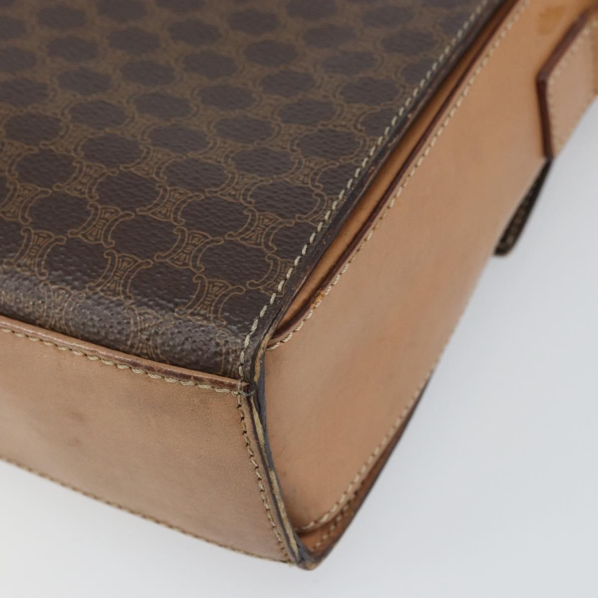 Celine Vintage Macadam Circle Logo Canvas And Leather Brown Canvas Shoulder Bag Bag (Pre-Owned)