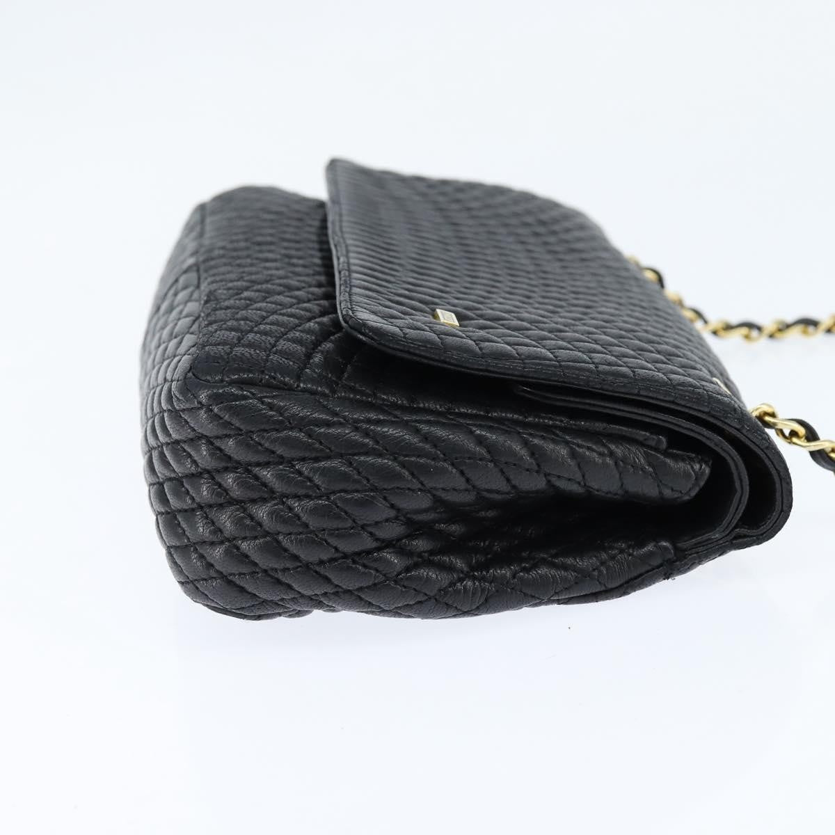 Bally Vintage Chain Quilted Leather Black Leather Shoulder Bag Bag (Pre-Owned)