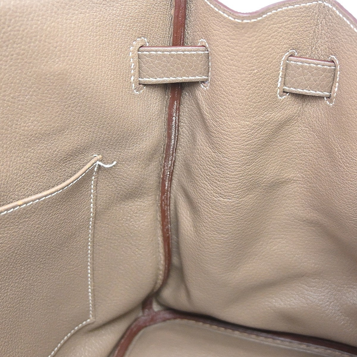 Hermes Birkin Grey Clemence With Palladium Hardware Beige Calfskin Handbag (Pre-Owned)