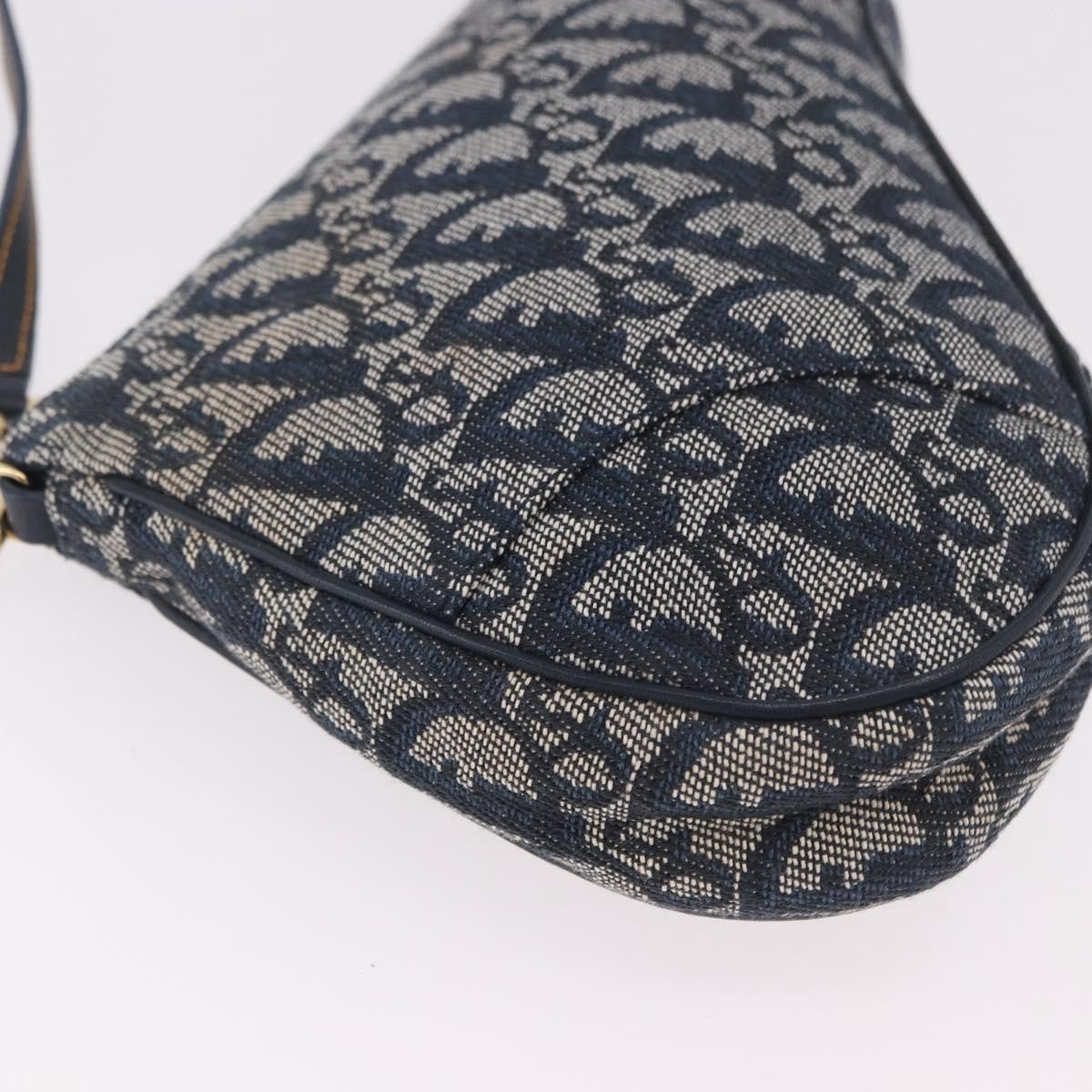 Christian Dior Vintage Saddle Bag Canvas Navy Canvas Clutche & Pouche Bag (Pre-Owned)