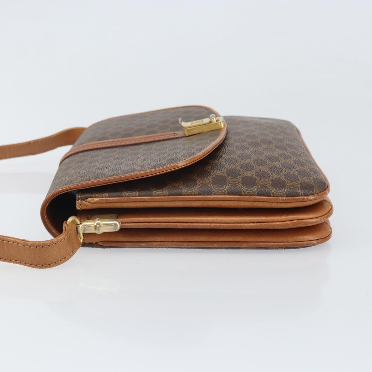 Celine Vintage Macadam Canvas And Leather Brown Canvas Shoulder Bag Bag (Pre-Owned)