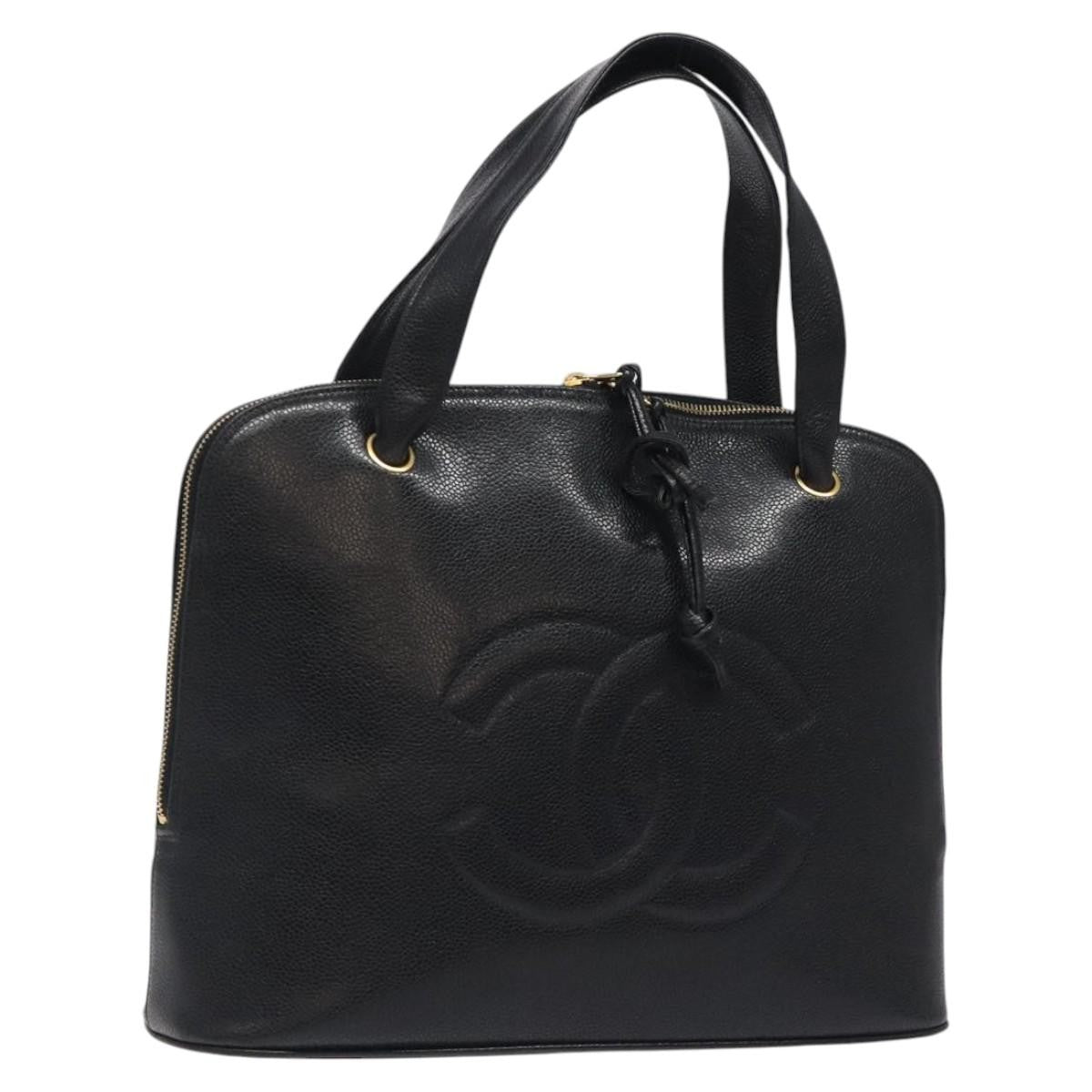 Chanel Vintage Cc Dome Caviar Black Calfskin Handbag (Pre-Owned)