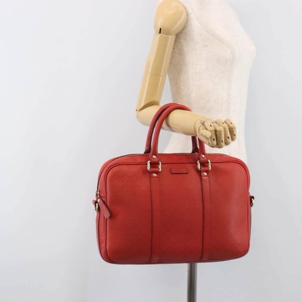 Gucci Bright Convertible Diamante Leather Red Leather Briefcase Bag (Pre-Owned)