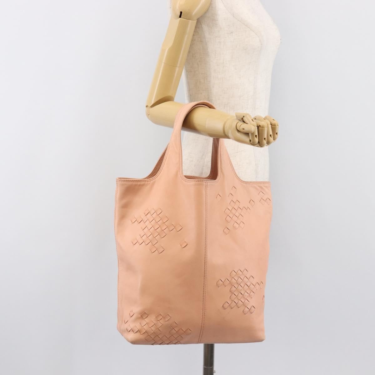 Bottega Veneta Regent Leather With Intrecciato Detail Pink Leather Tote Bag Bag (Pre-Owned)