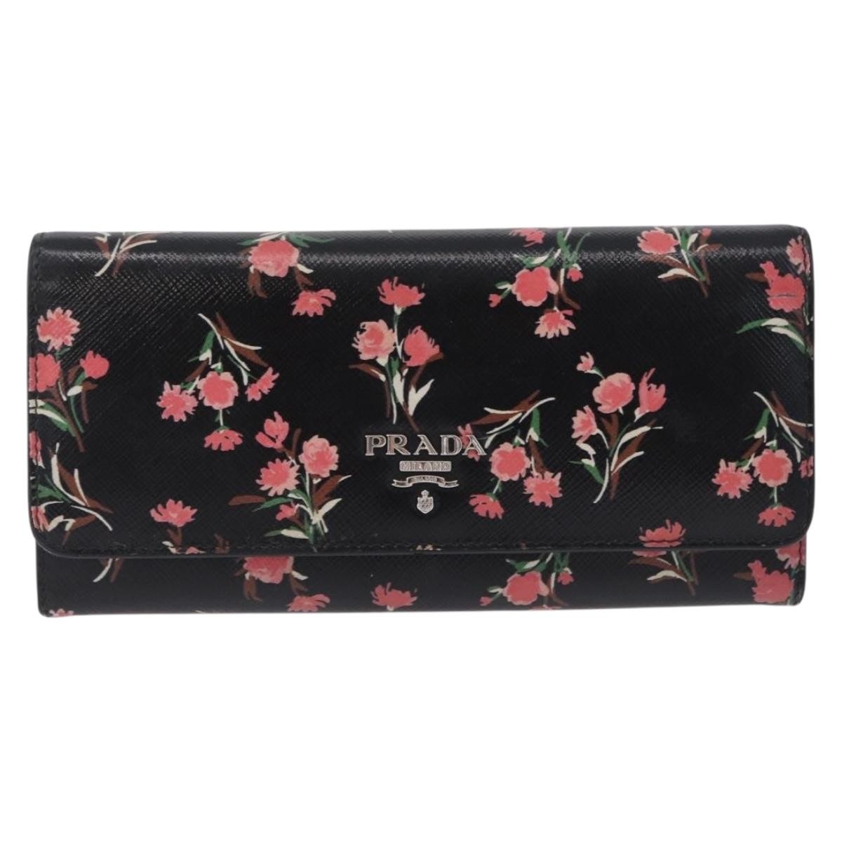 Prada Saffiano Leather Black Leather Wallets Accessory (Pre-Owned)