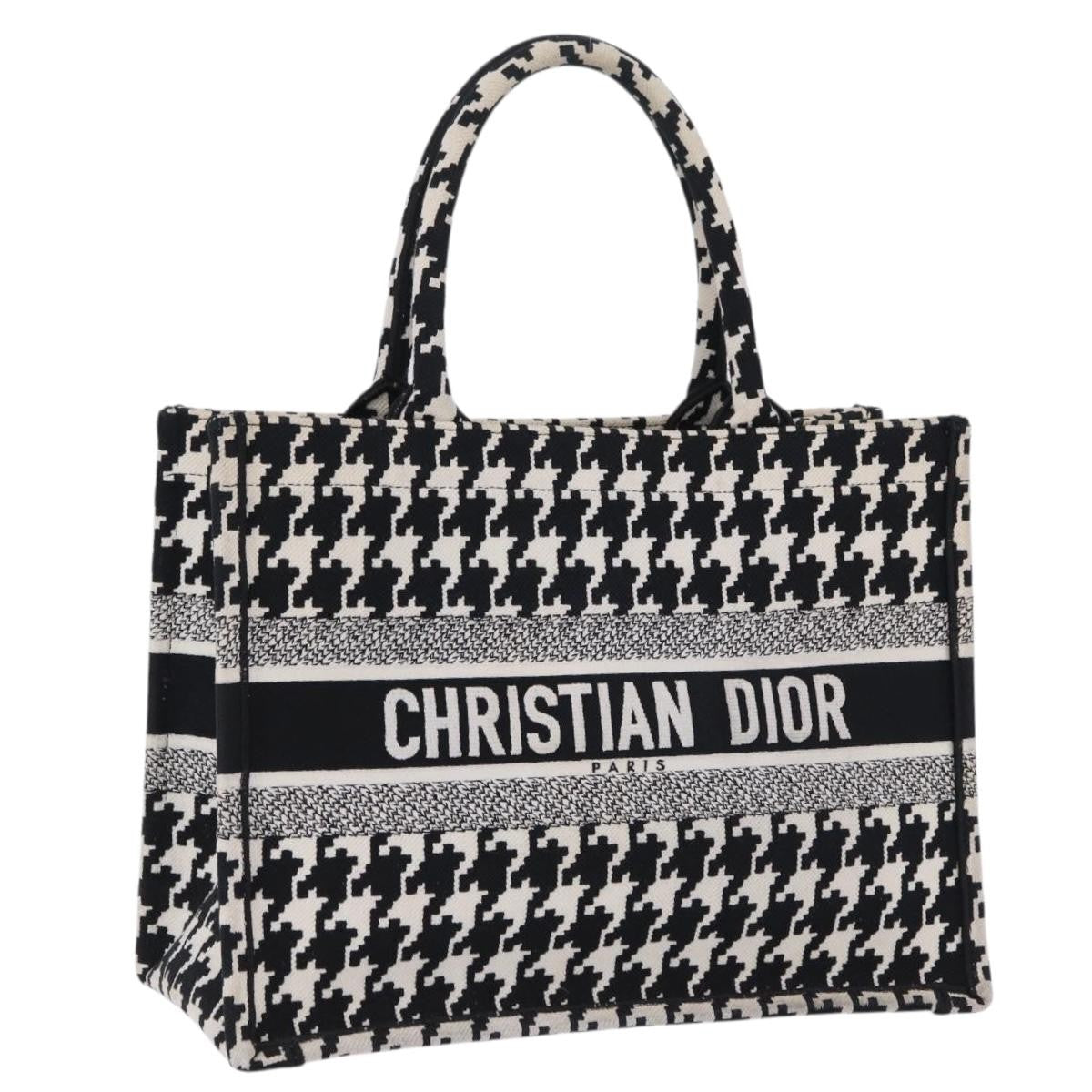 Christian Dior Book Houndstooth Canvas Black Canvas Tote Bag Bag (Pre-Owned)