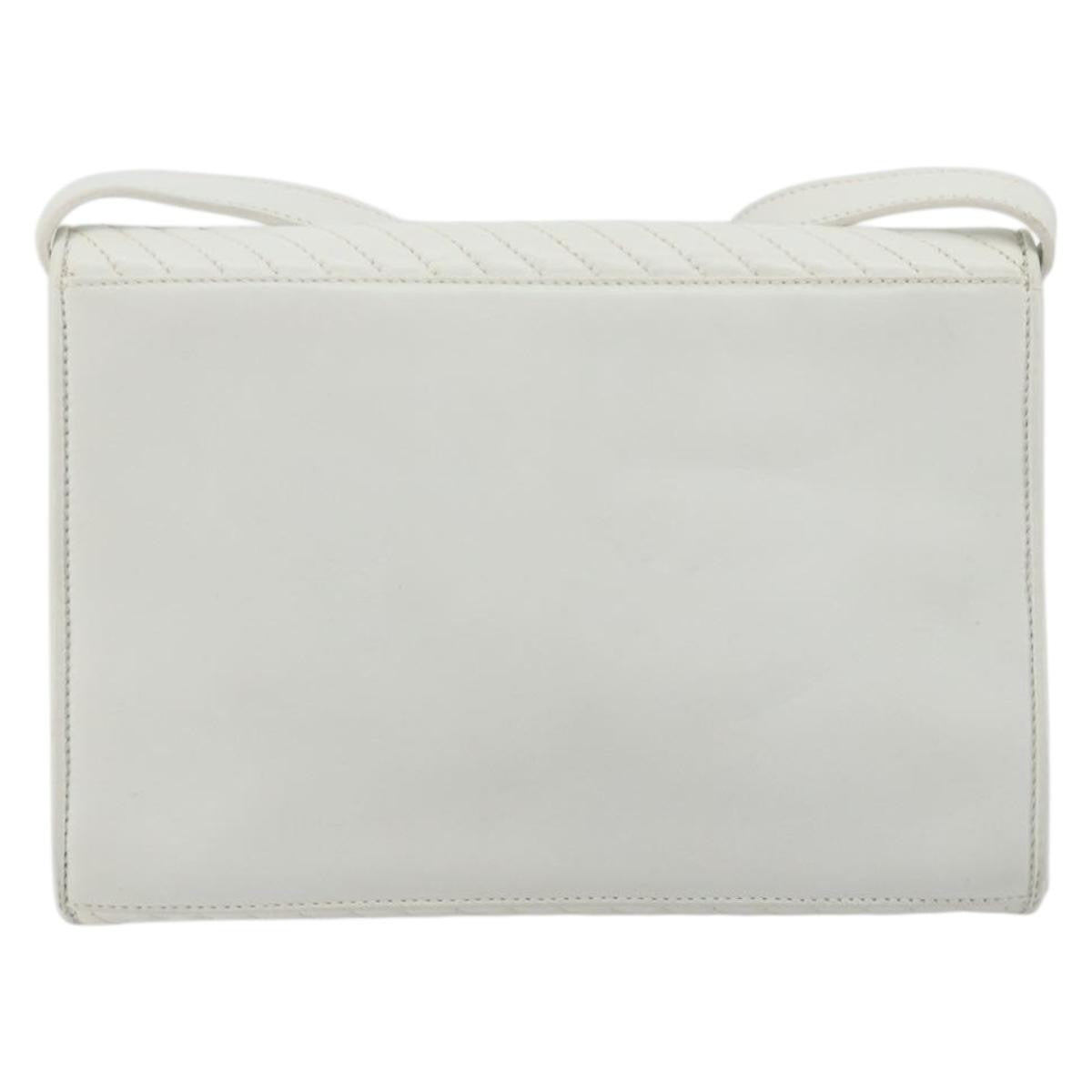 Celine Vintage Flap Quilted Leather White Leather Shoulder Bag Bag (Pre-Owned)