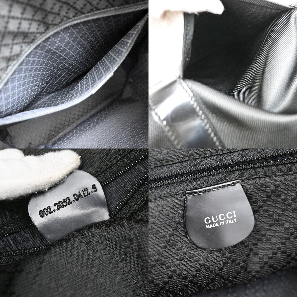 Gucci Convertible Bamboo Zip Tote Nylon Black Nylon Tote Bag Bag (Pre-Owned)