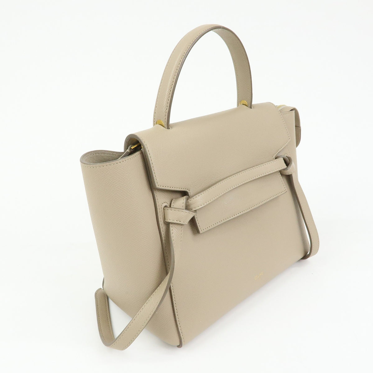 Celine Belt Textured Leather Beige Leather Handbag (Pre-Owned)
