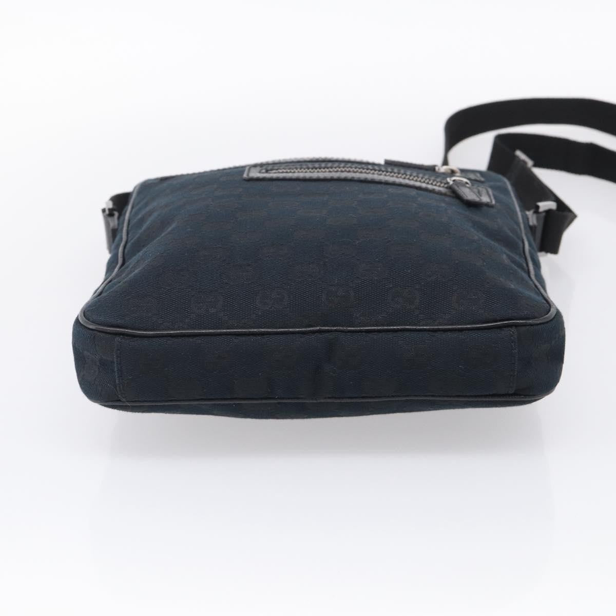 Gucci Front Zip Messenger Canvas And Leather Black Canvas Crossbody Bag Bag (Pre-Owned)