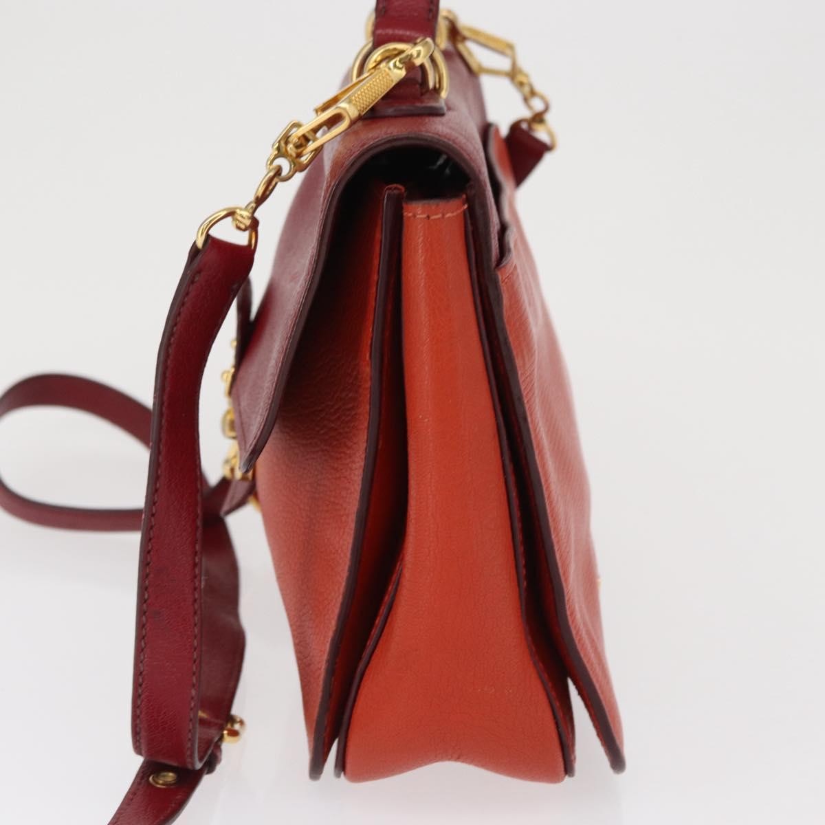 Miu Miu Madras Top Handle Leather Red Leather Handbag (Pre-Owned)