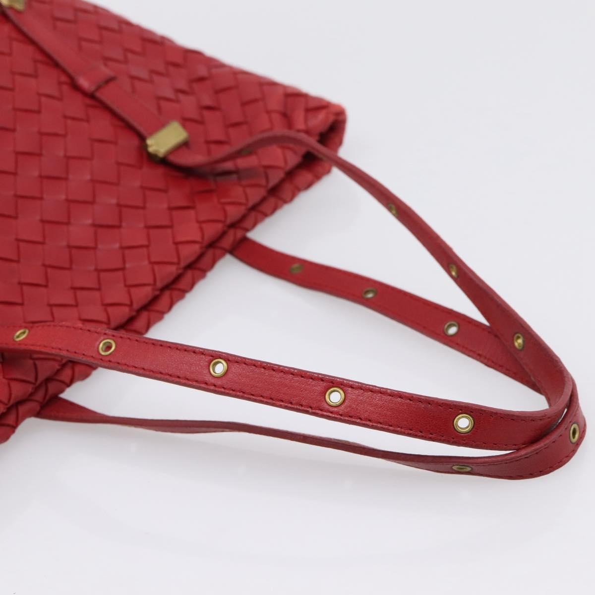 Bottega Veneta Belted Tote Intrecciato Nappa Red Leather Tote Bag Bag (Pre-Owned)