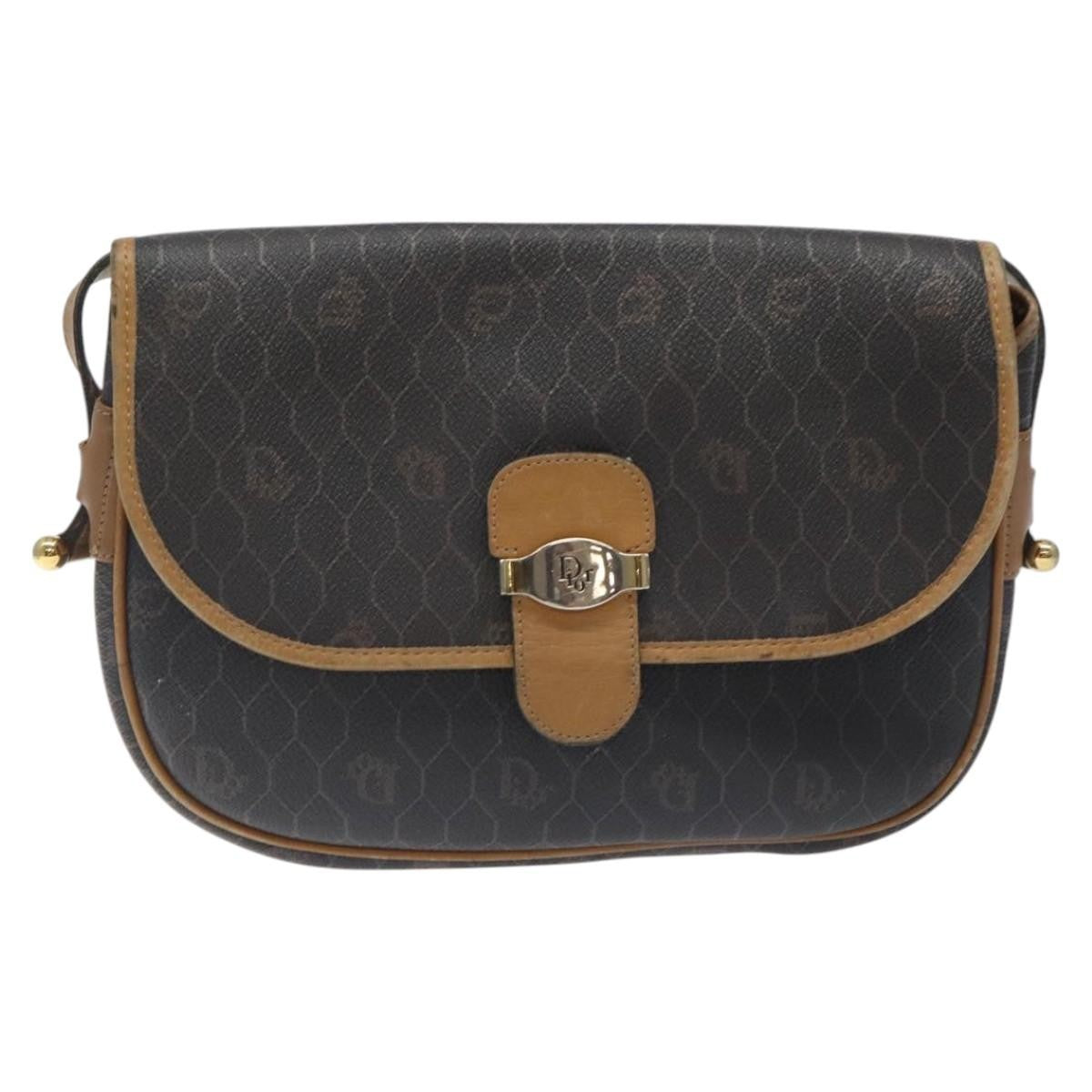Christian Dior Vintage Honeycomb Canvas Black Canvas Shoulder Bag Bag (Pre-Owned)