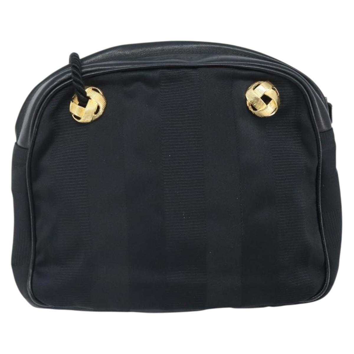 Salvatore Ferragamo Vintage Canvas Black Canvas Shoulder Bag Bag (Pre-Owned)