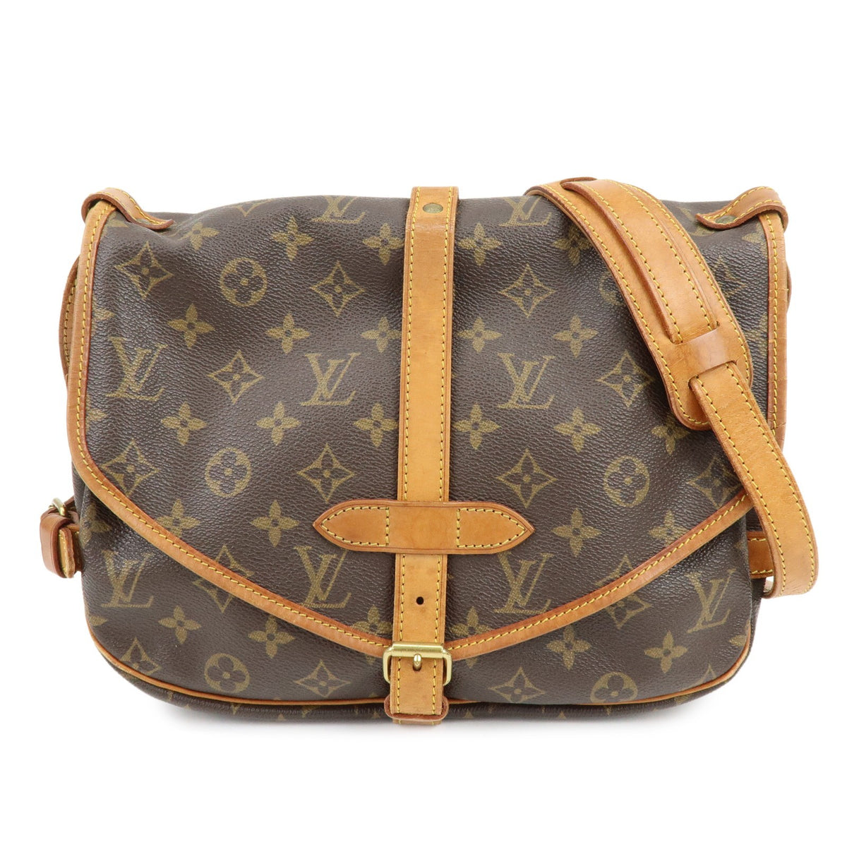 Louis Vuitton Saumur Monogram Canvas Brown Canvas Shoulder Bag Bag (Pre-Owned)