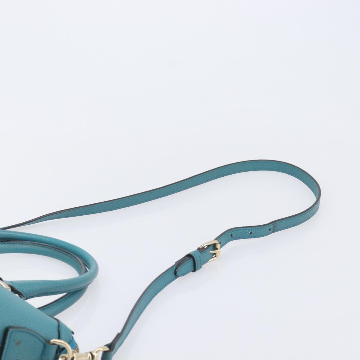 Gucci Gg Charm Convertible Dome Satchel Leather Blue Leather Handbag (Pre-Owned)