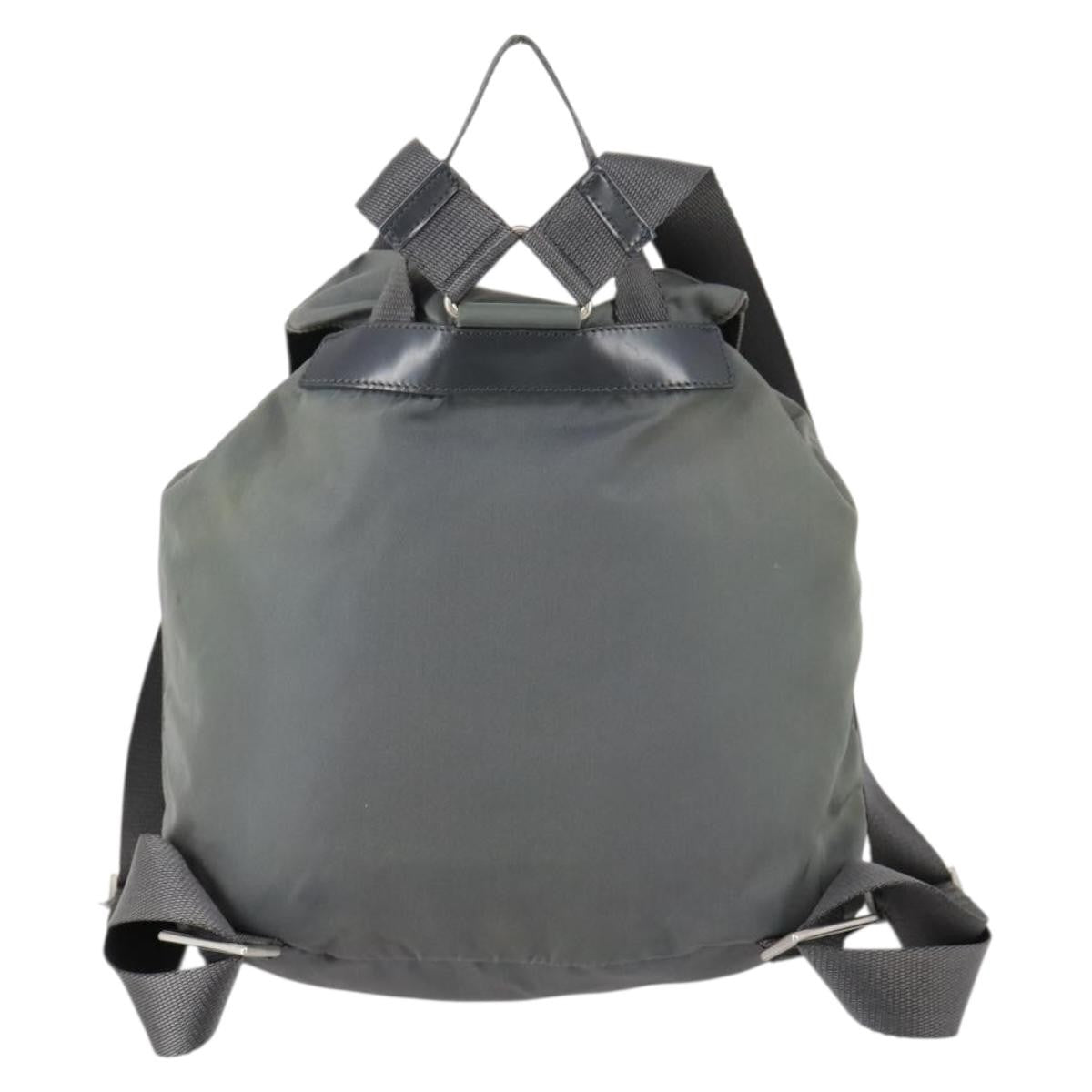 Prada Double Front Pocket Tessuto Gray Nylon Backpack Bag (Pre-Owned)