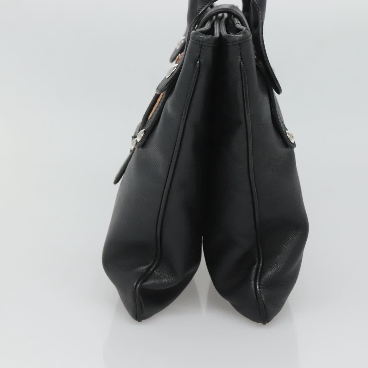 Salvatore Ferragamo Gancini Leather Black Leather Handbag (Pre-Owned)