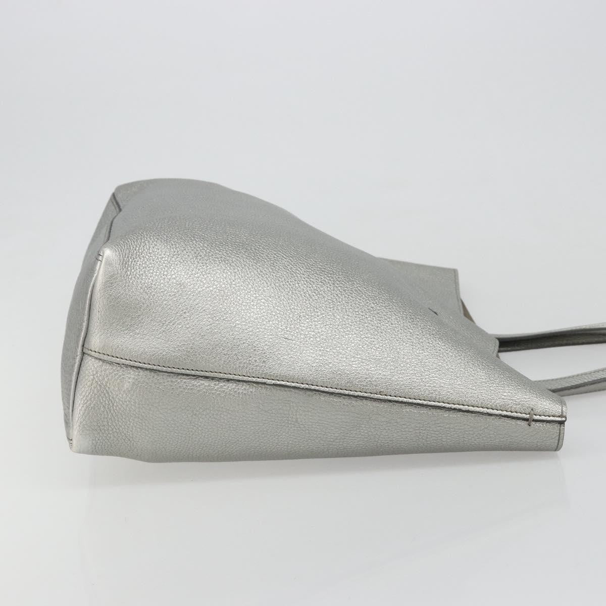 Prada Vintage Tote Leather Silver Leather Tote Bag Bag (Pre-Owned)