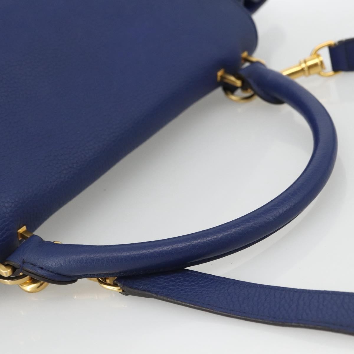 Celine Trapeze Leather With Suede Blue Leather Handbag (Pre-Owned)