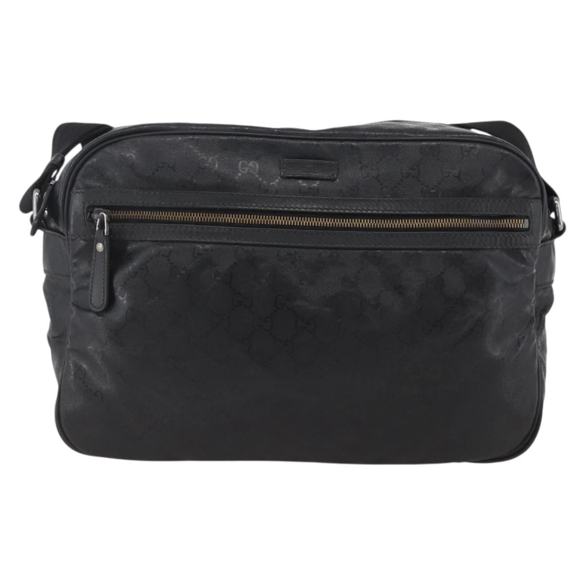 Gucci Zip Messenger Gg Imprime Black Canvas Shoulder Bag Bag (Pre-Owned)