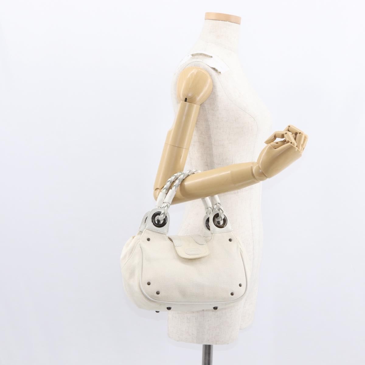 Chloe Vintage Leather White Canvas Handbag (Pre-Owned)