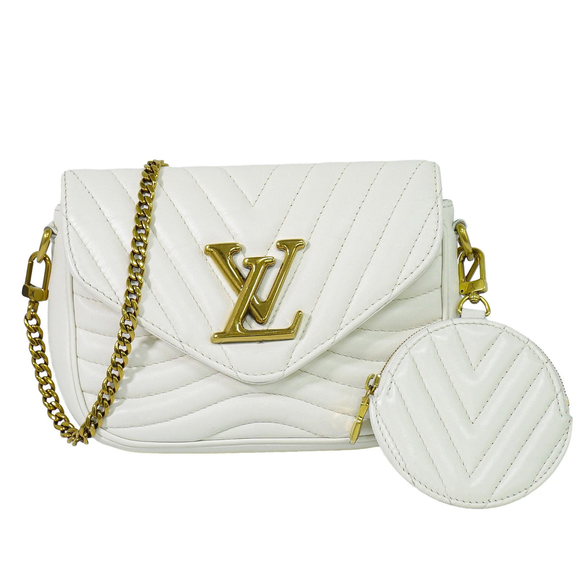 Louis Vuitton New Wave Multi Pochette Quilted Leather White Leather Shoulder Bag Bag (Pre-Owned)