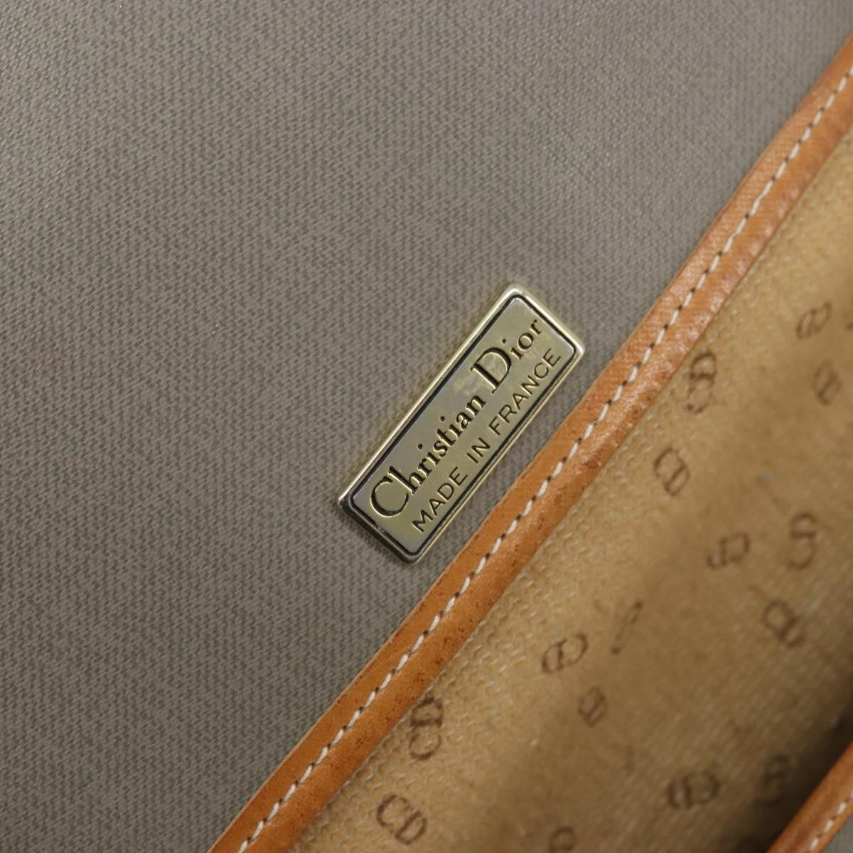 Christian Dior Cd Shoulder Bag Canvas And Leather Gray Canvas Shoulder Bag Bag (Pre-Owned)
