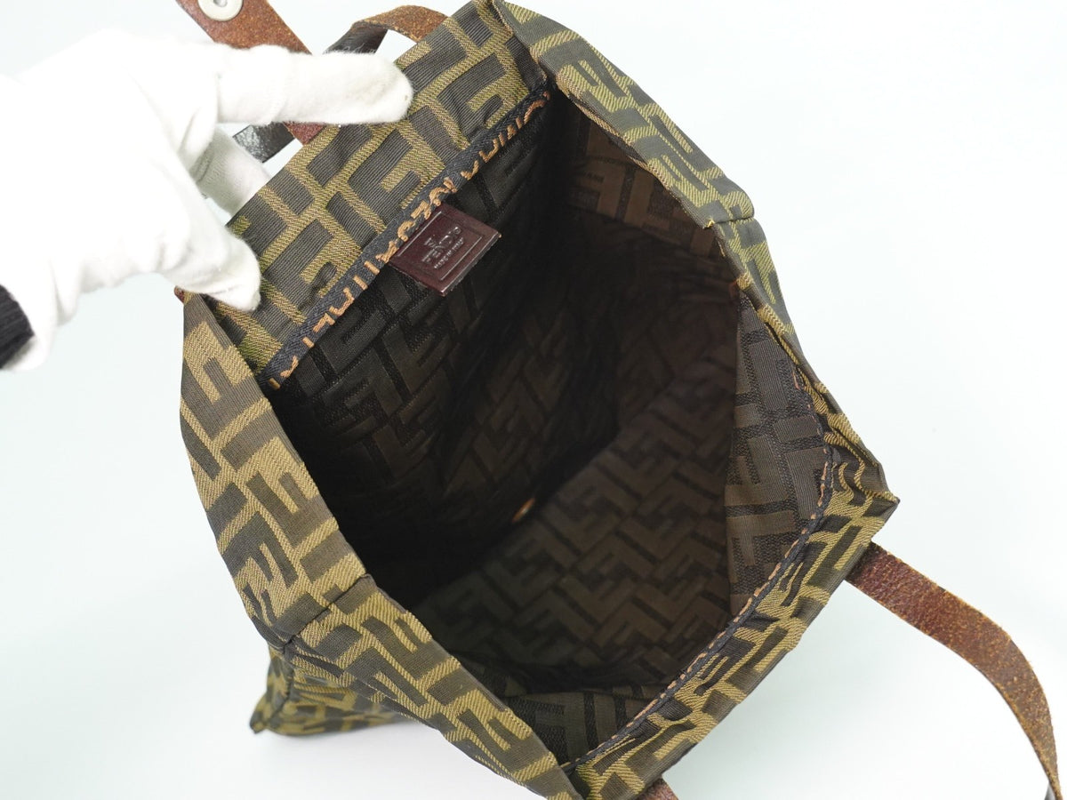 Fendi Convertible Zucca Canvas Brown Canvas Tote Bag Bag (Pre-Owned)