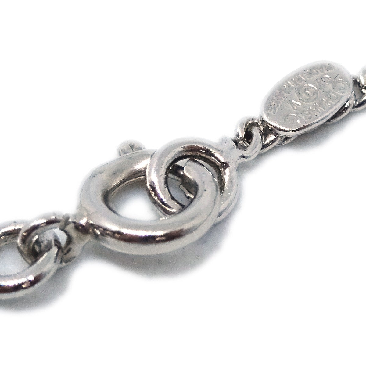 Chanel Cc Logo Pendant Metal Silver Silver_Plated Necklace Jewelry (Pre-Owned)