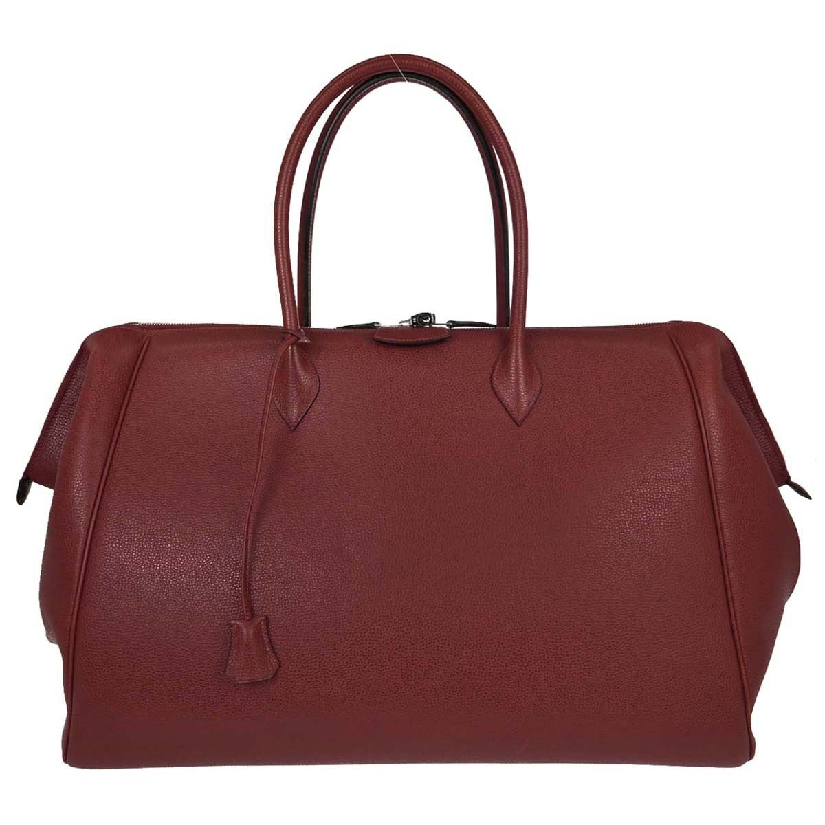Hermes Paris-Bombay Vache Liegee Burgundy Leather Handbag (Pre-Owned)
