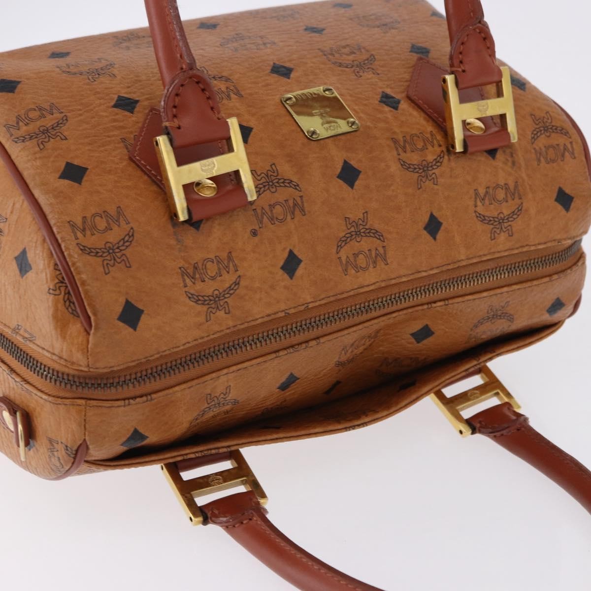 MCM Visetos Logogramme Leather Brown Leather Handbag (Pre-Owned)