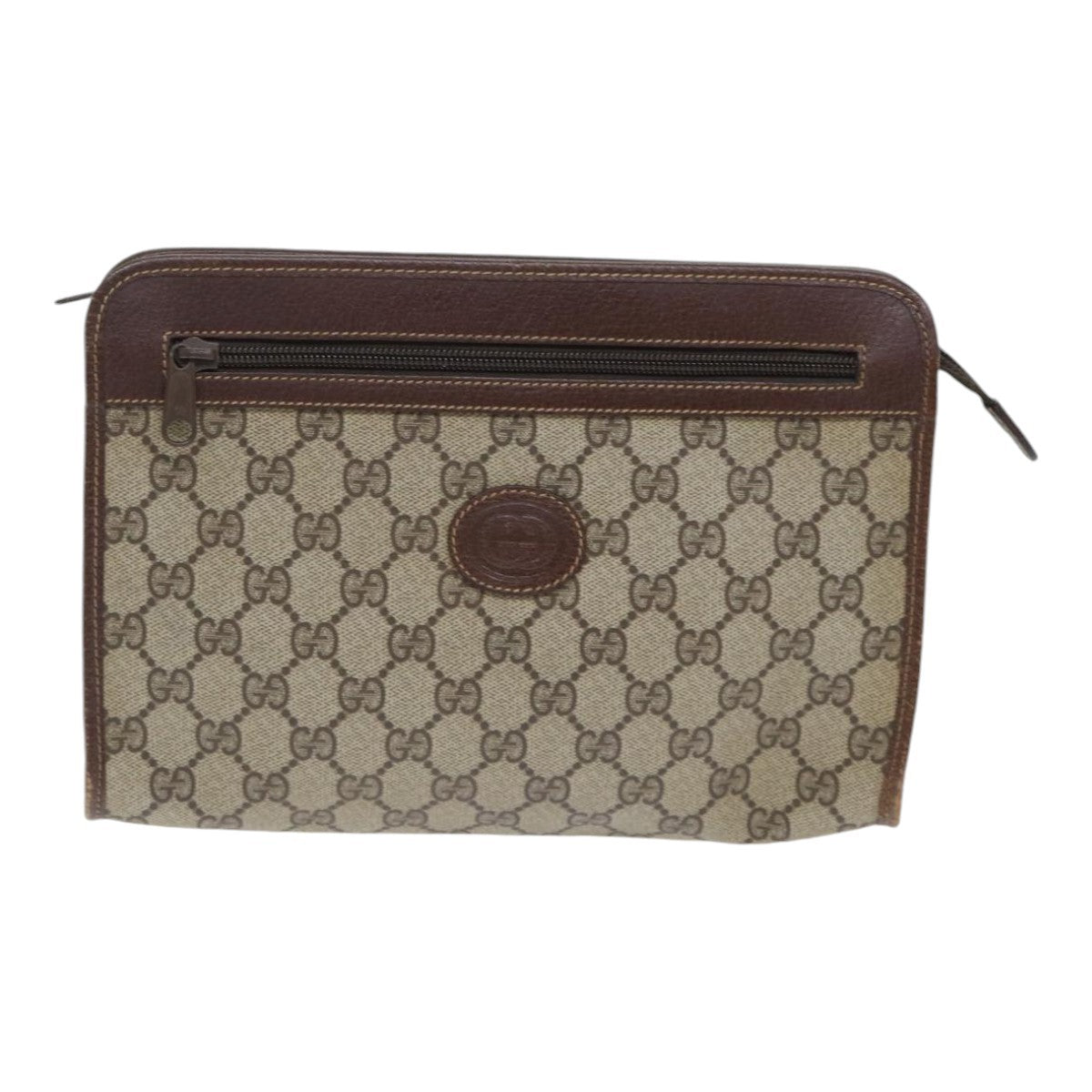 Gucci Gg Supreme Clutch Pvc Beige Pvc Clutche & Pouche Bag (Pre-Owned)