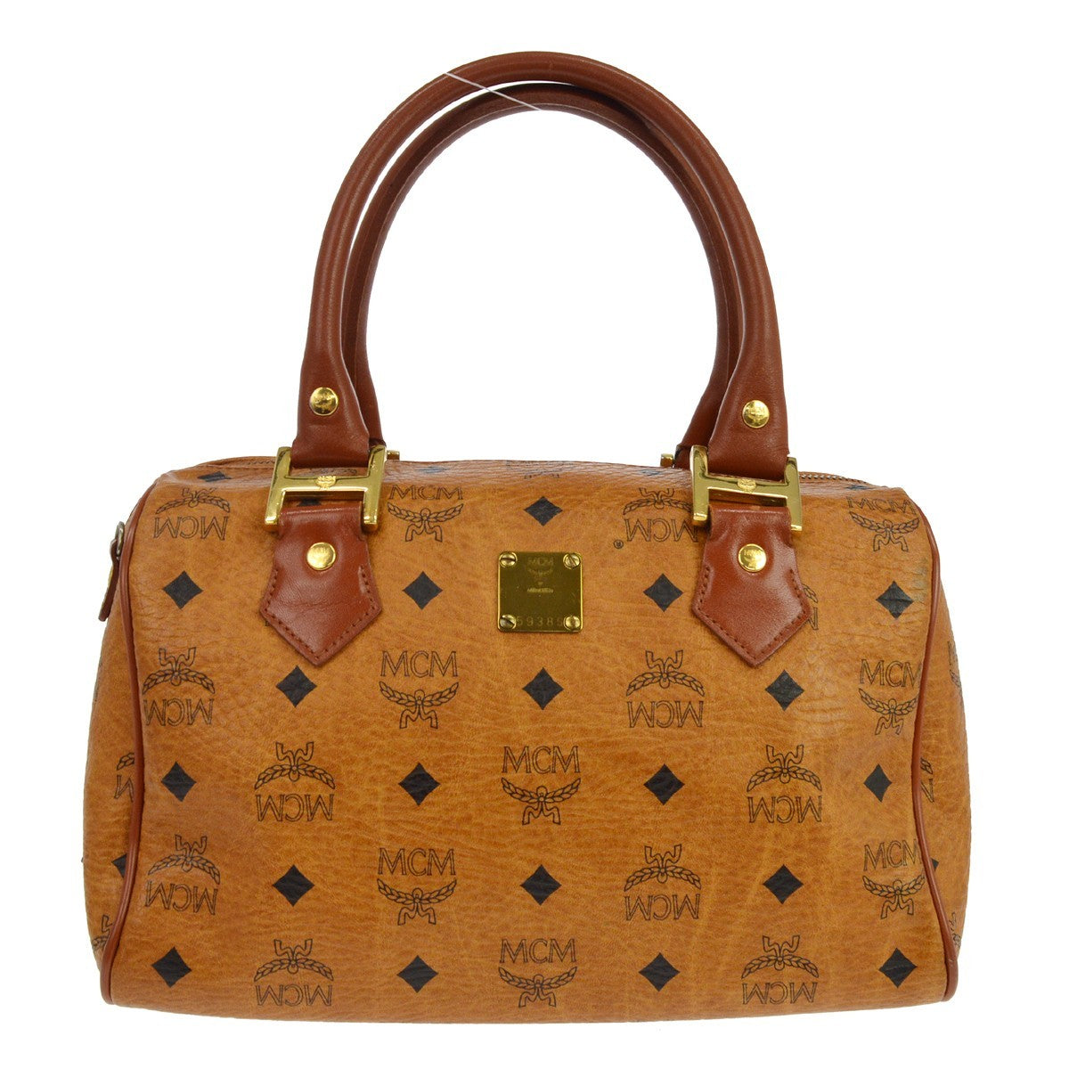 MCM Visetos Logogramme Leather Brown Leather Handbag (Pre-Owned)