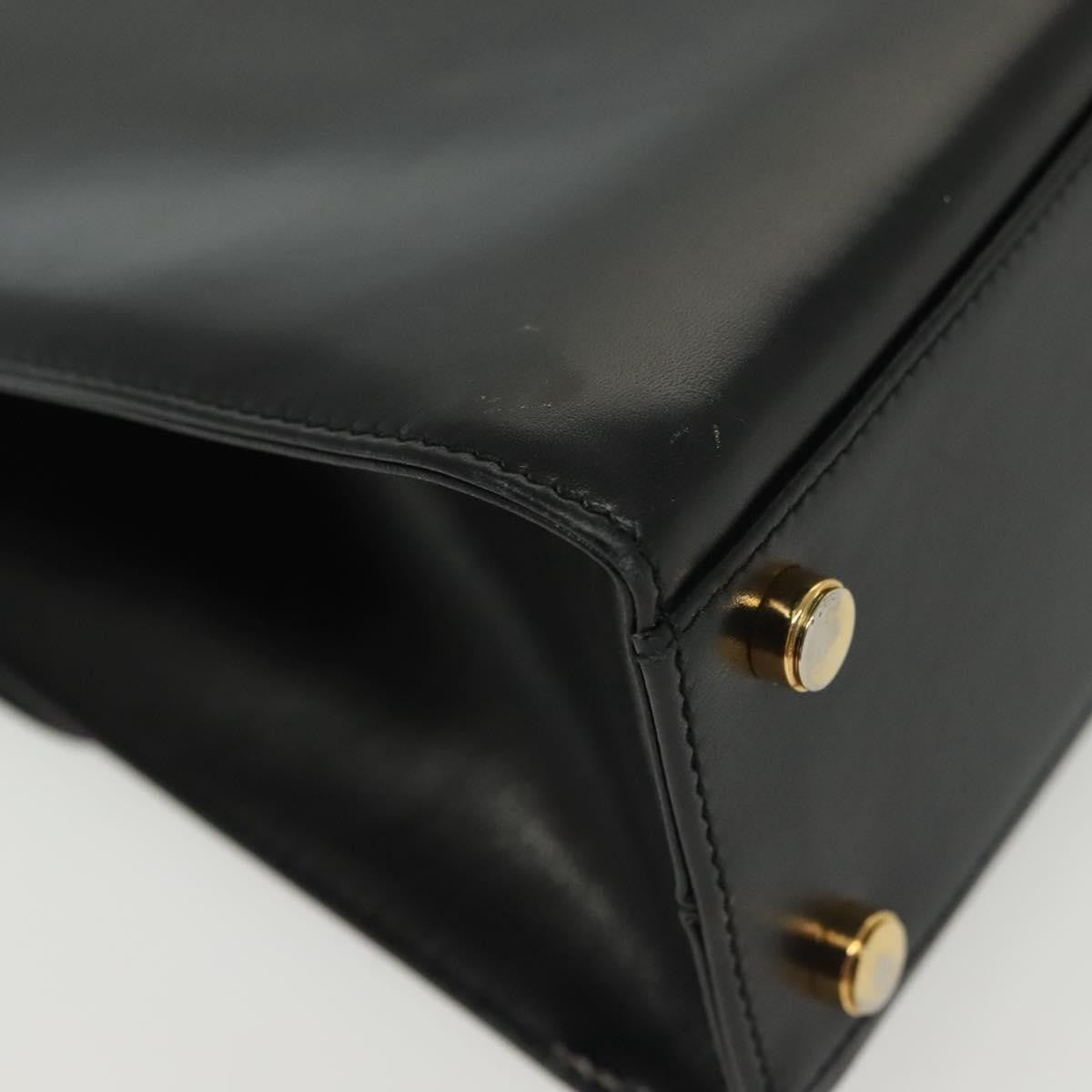 Salvatore Ferragamo Vintage Gancini Convertible Top Handle Leather Black Leather Handbag (Pre-Owned)