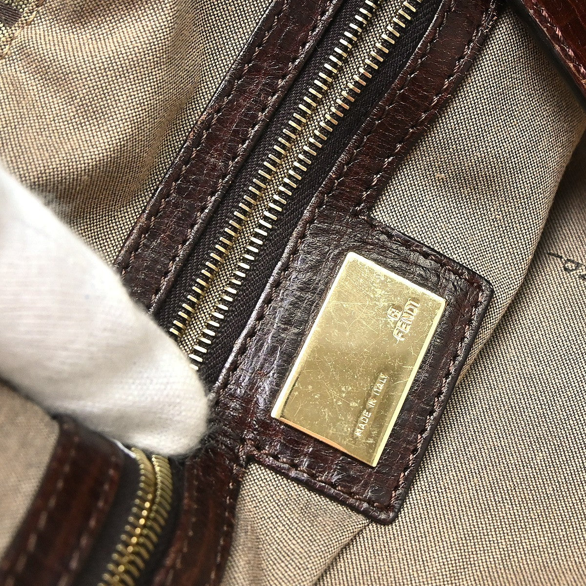 Fendi Open Tote Zucchino Canvas Brown Canvas Handbag (Pre-Owned)