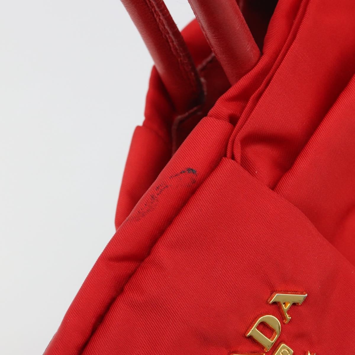 Prada Bow Tote Tessuto With Leather Red Nylon Tote Bag Bag (Pre-Owned)