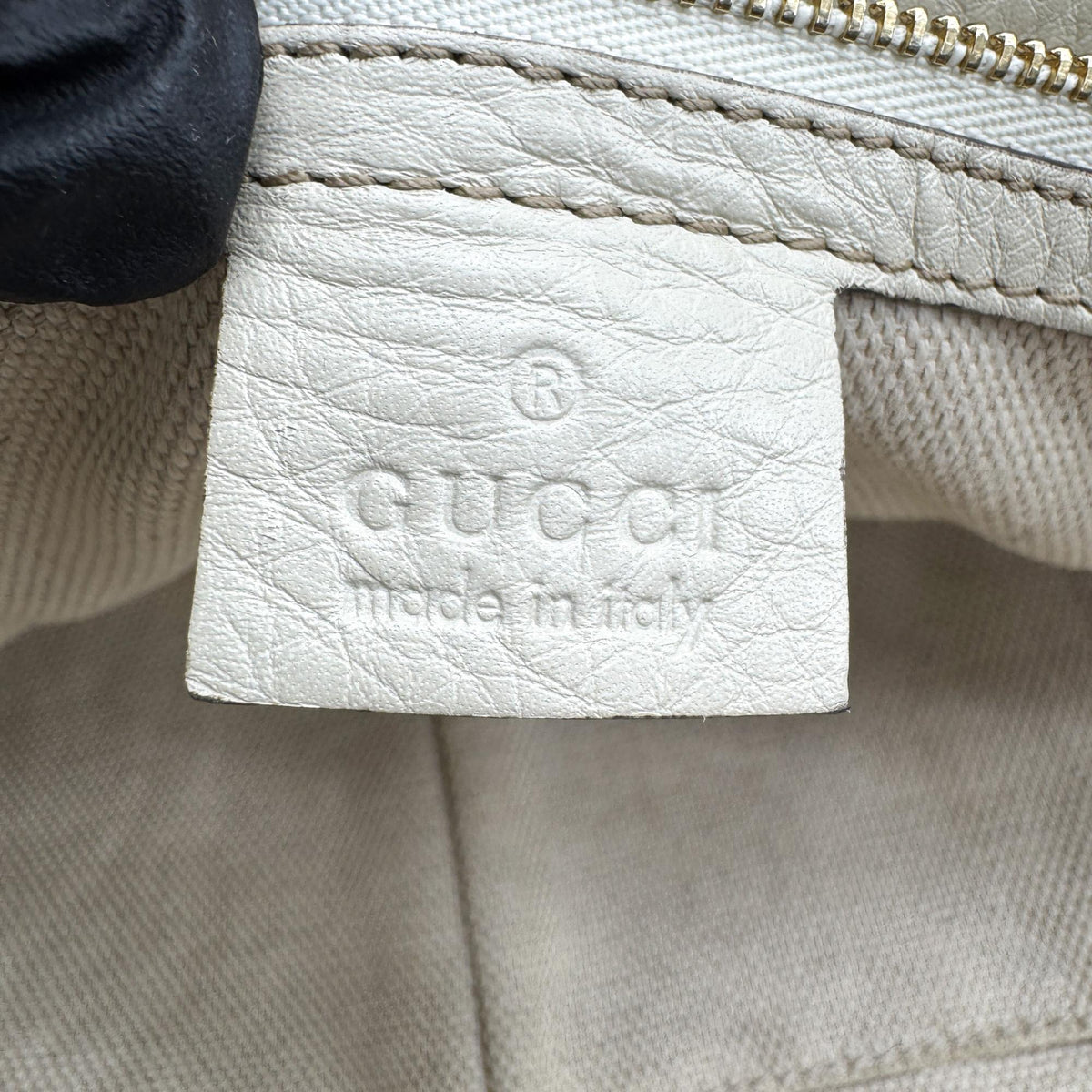 Gucci Soho Zip Leather Beige Leather Tote Bag Bag (Pre-Owned)