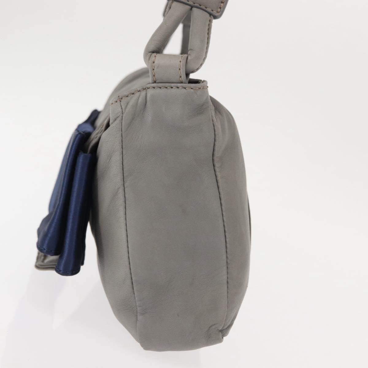 Chloe Vintage Flap Leather Gray Leather Shoulder Bag Bag (Pre-Owned)